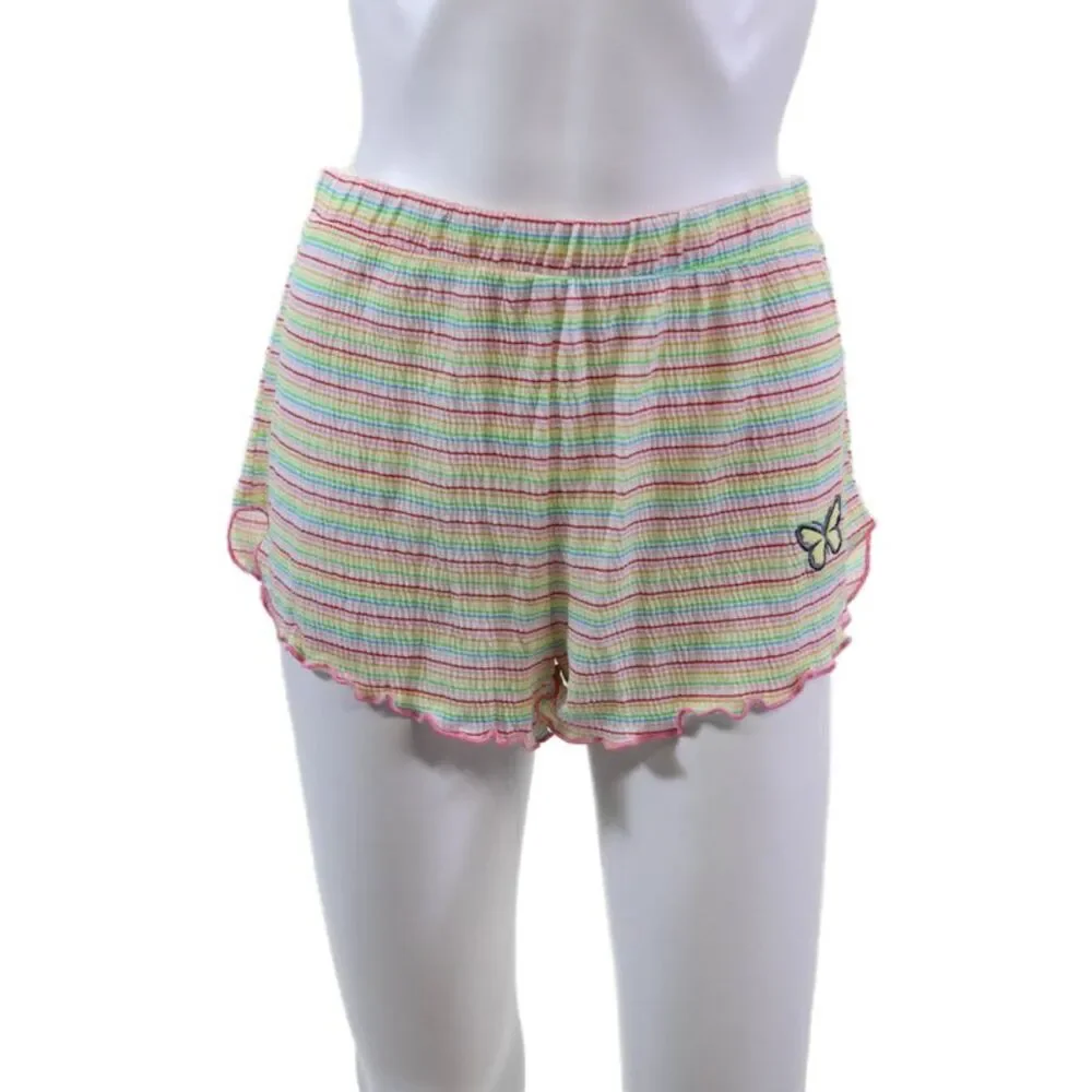 Emerson Road Womens Butterfly Print Sleepwear Top + Shorts Set White Size S